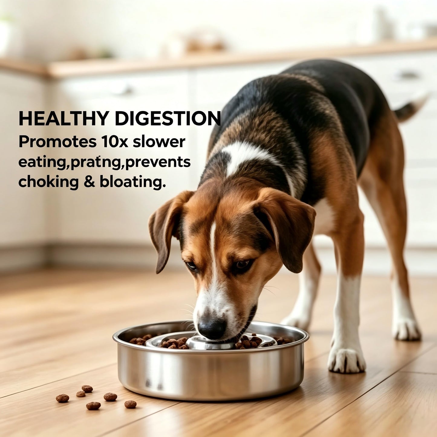 AIPERRO Slow Feeder Dog Bowl Stainless Steel, 2 Cups Metal Bowl