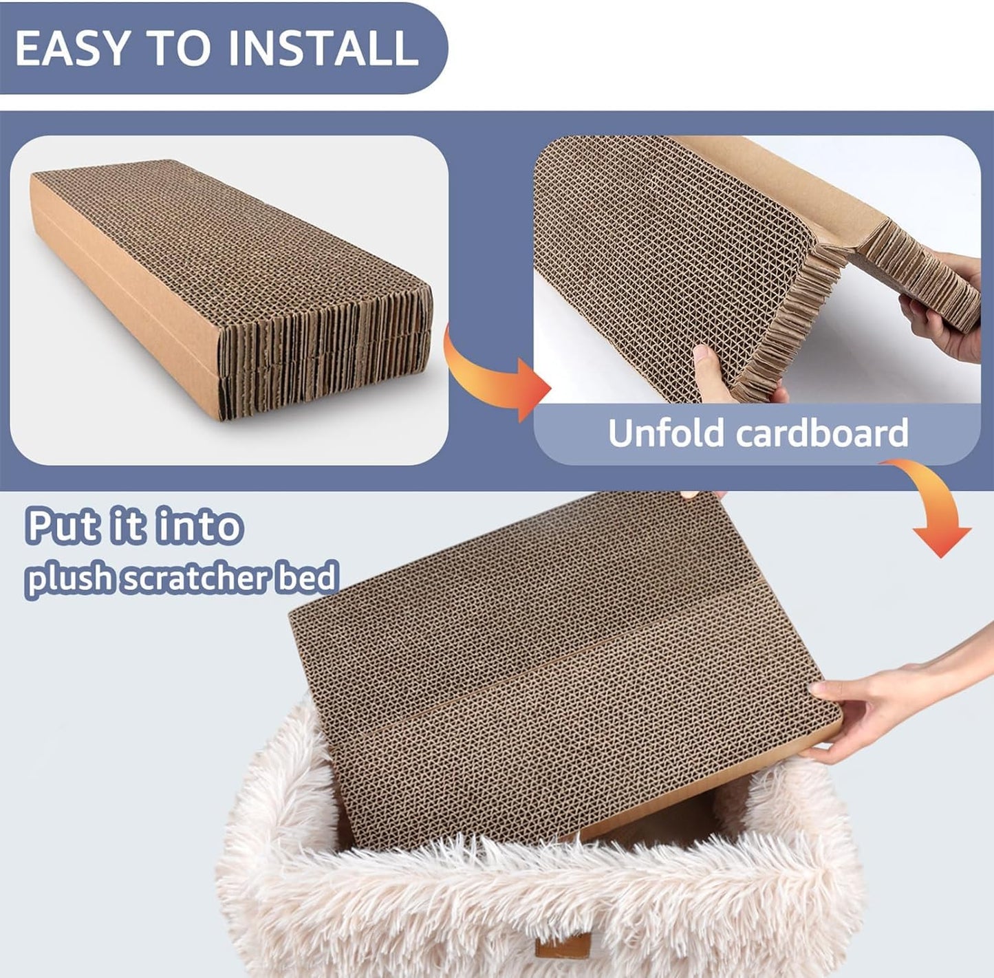 TIGOADT Fluffy Cat Scratcher Lounge Box with Removable Toy