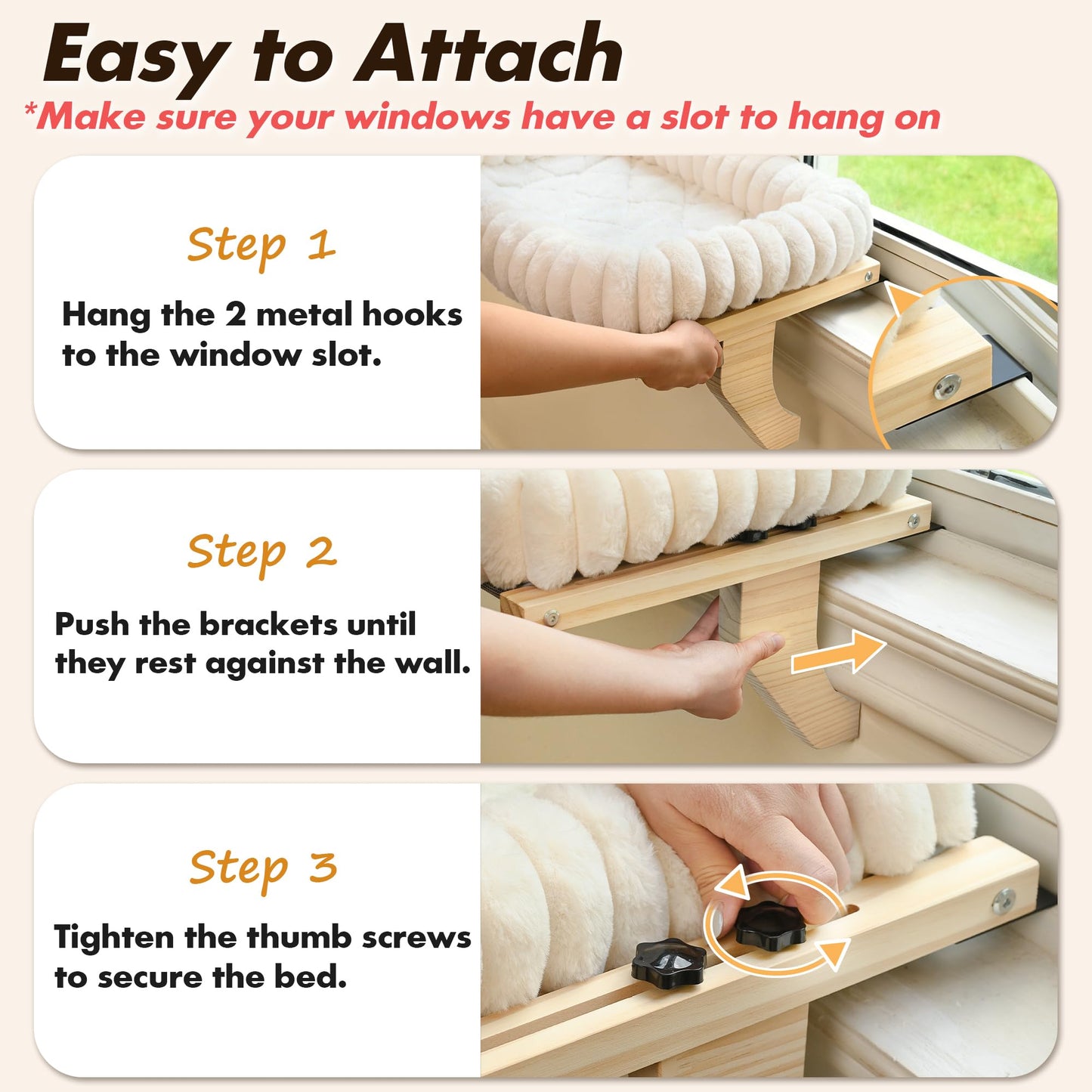 Zoratoo Cloud-Cuddle Cat Perch for Window Sill with Bolster, Bed