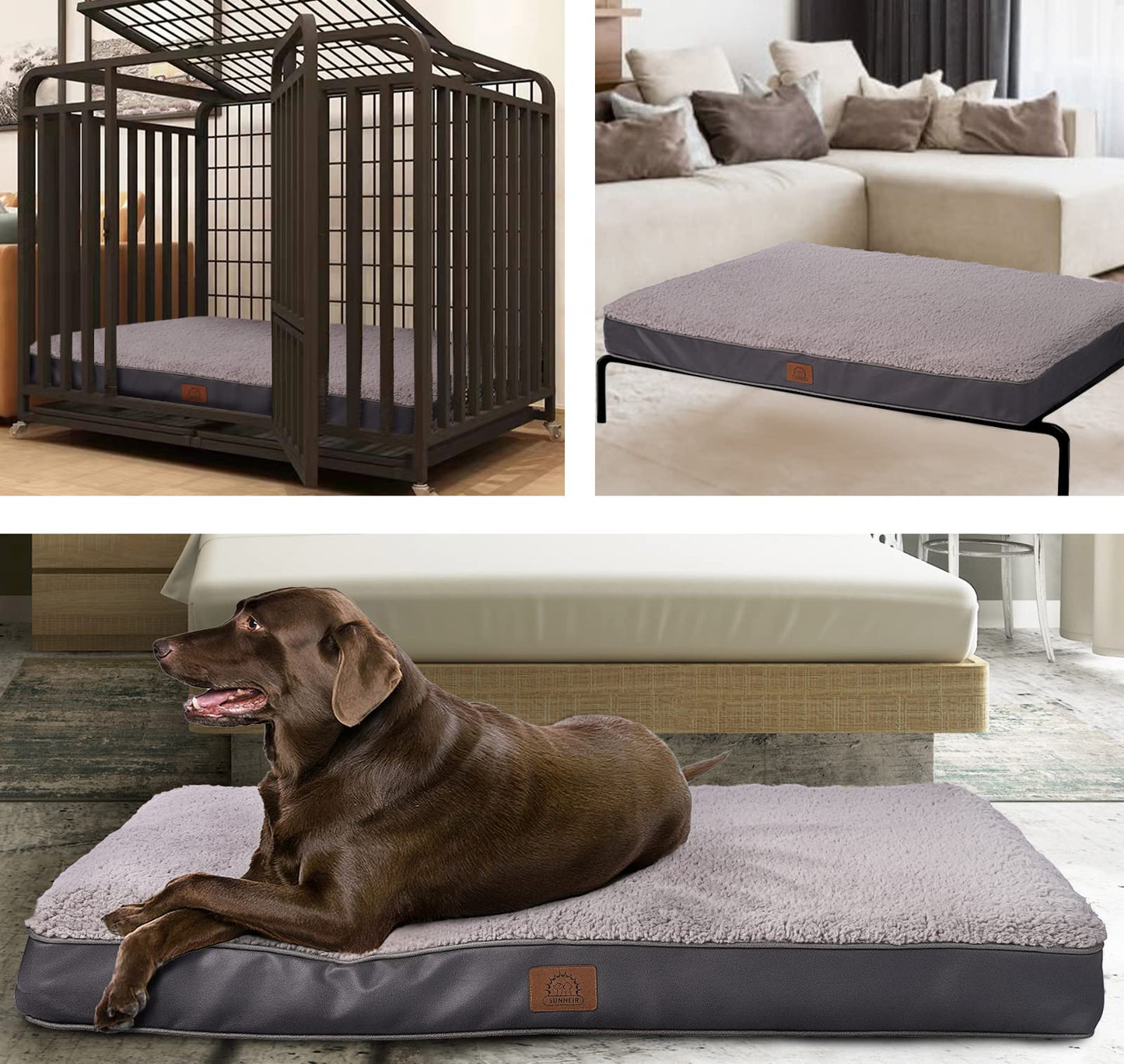 Sunheir Orthopedic Dog Bed for Large Dogs Big Waterproof Dog Crate Bed