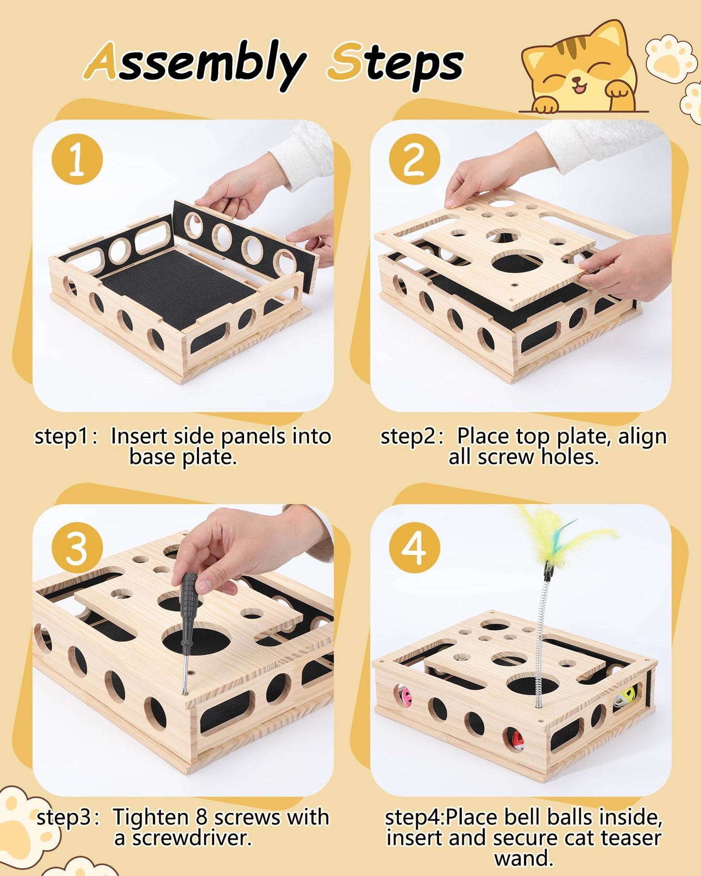 Cat Toys for Indoor Cats Interactive Box Puzzle Toy Nail Scratcher