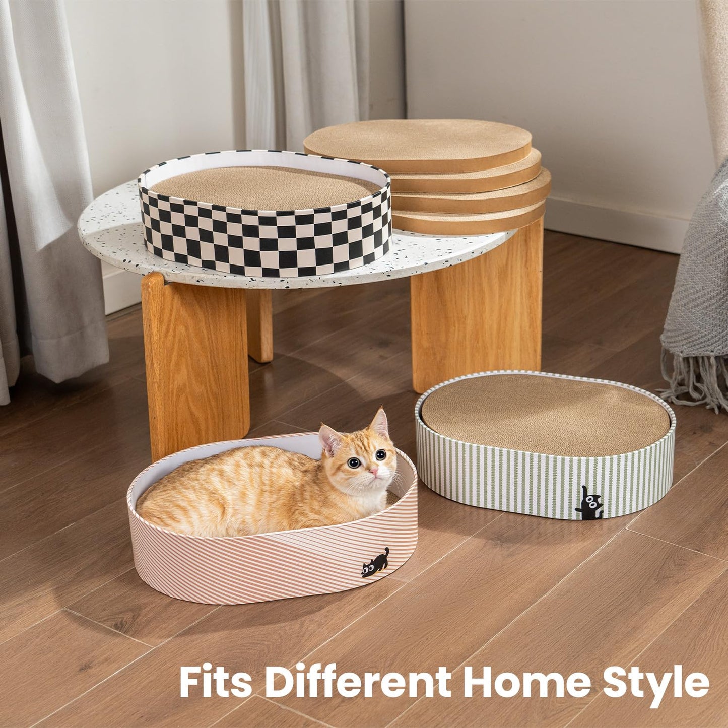 Conlun Cat Scratcher Box with 4 Cat Scratching Board Scratchers