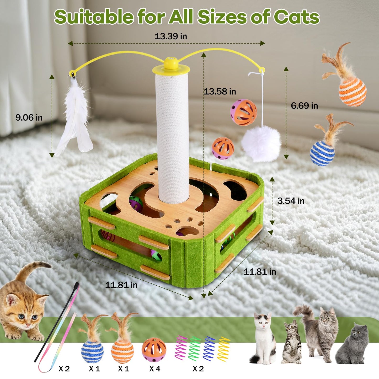 GLYVIAN Cat Puzzle Box Toy for Indoor Cats Boredom Relief Balls