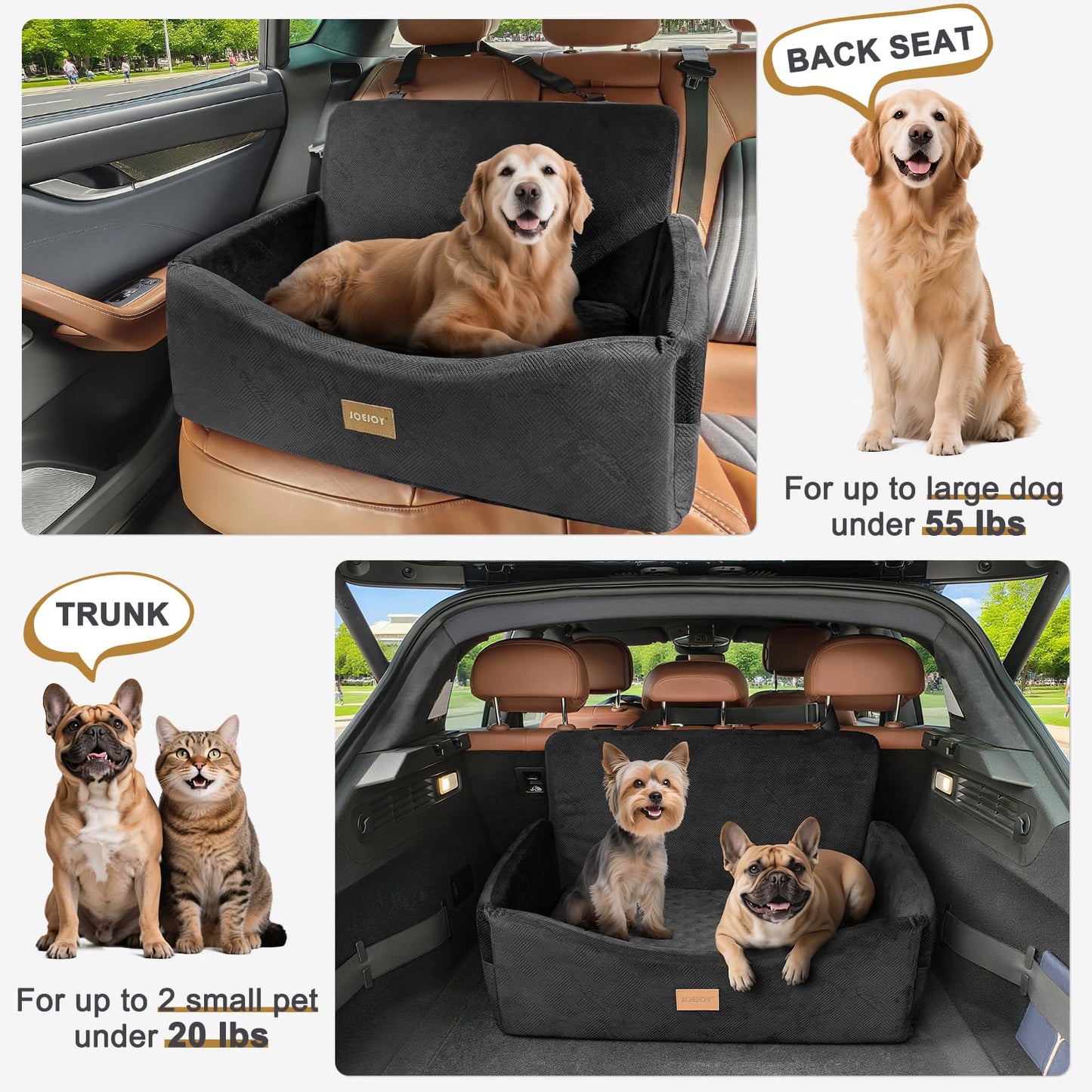 JOEJOY Dog Car Seat for Large Medium Sized Dogs Under Dog Booster Seat