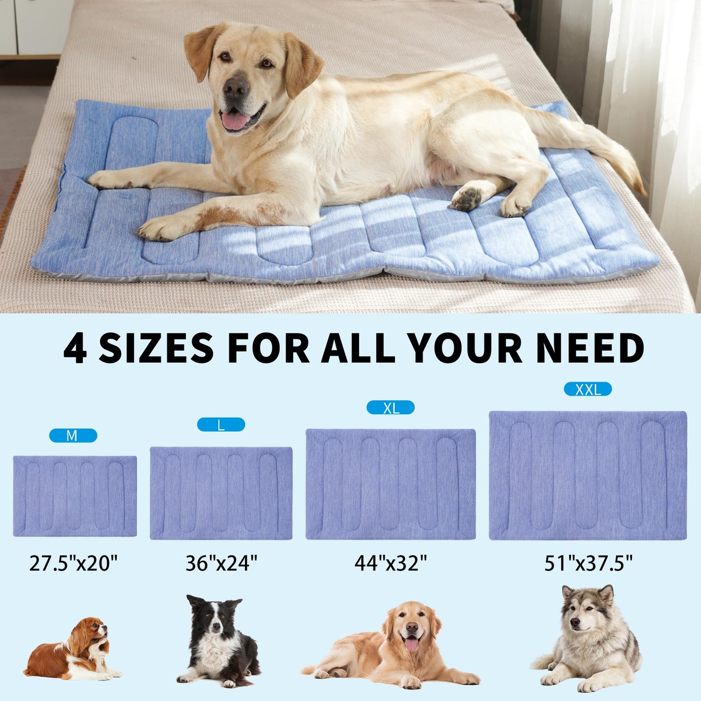 MARUNDA Dog Cooling Mat, No Need to Freeze Or Refrigerate This Cool