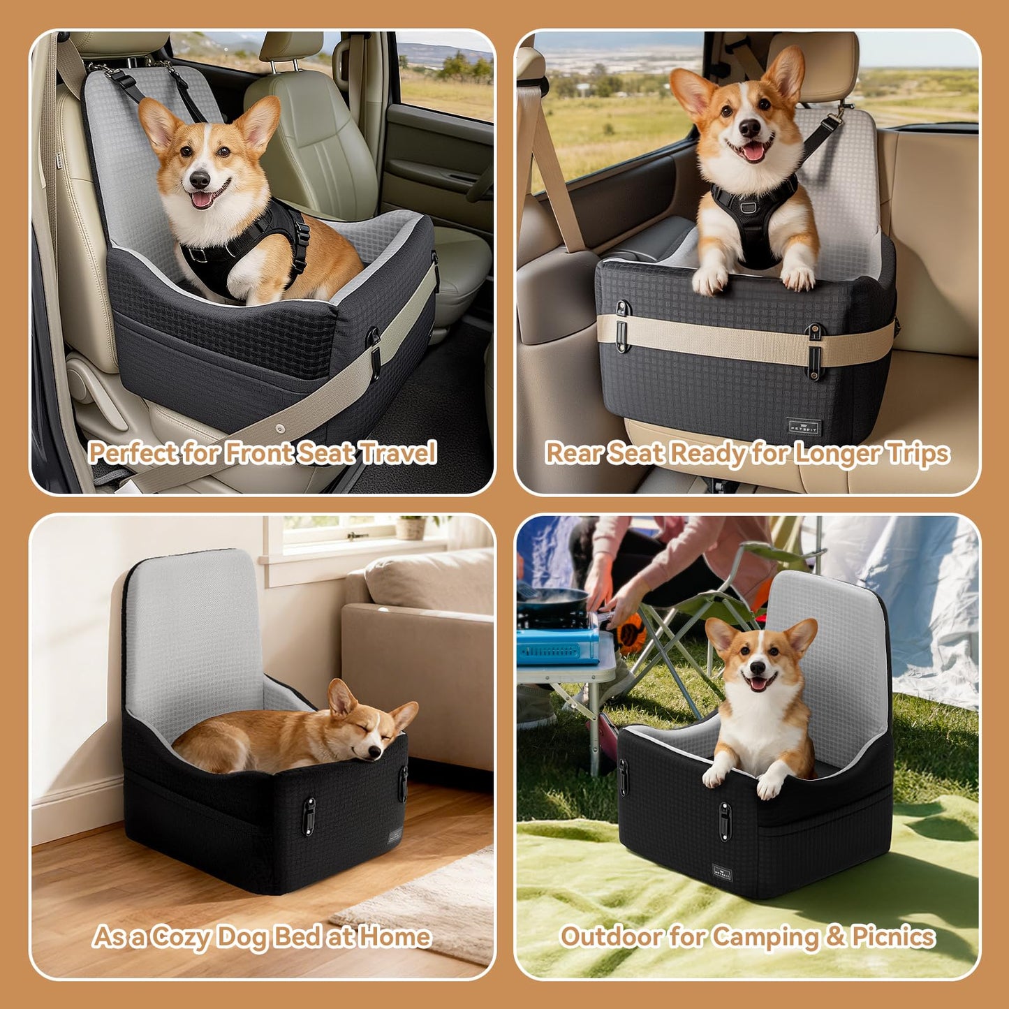 PETSFIT Dog Car Seat for Small/Medium Dogs Up to Patented Safety Seat