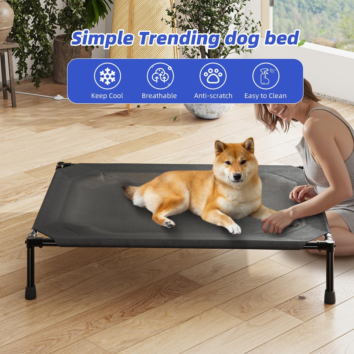 Simple Trending Elevated Dog Bed for Large Dogs, Waterproof Raised Bed