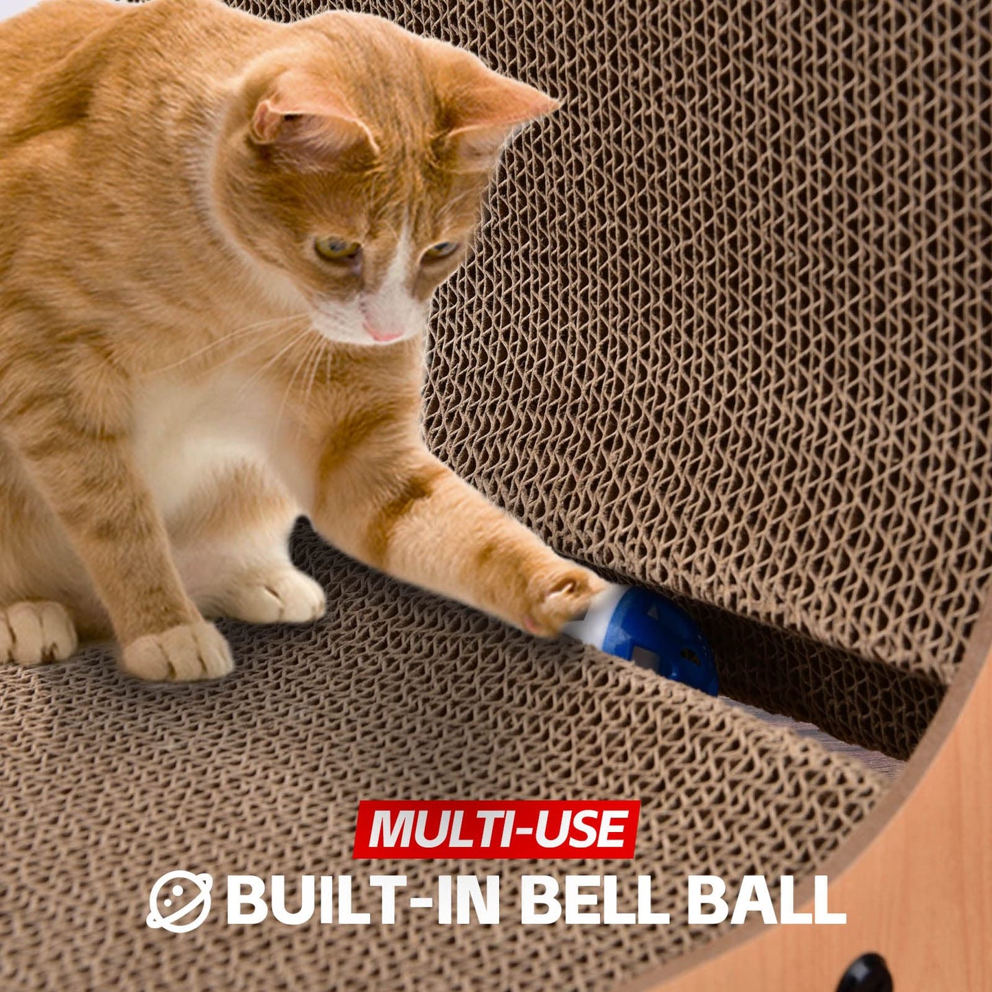 AUSCAT L-Shape Cardboard Cat Scratcher, Vertical Cardboard Balls