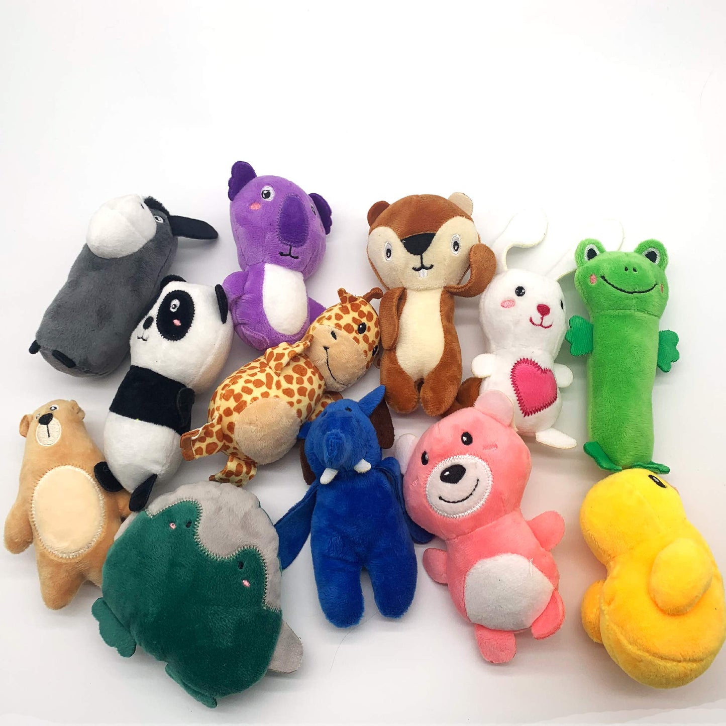 Jalousie 12 Pack Plush Animal Dog Toy, Squeaky Chew Toys