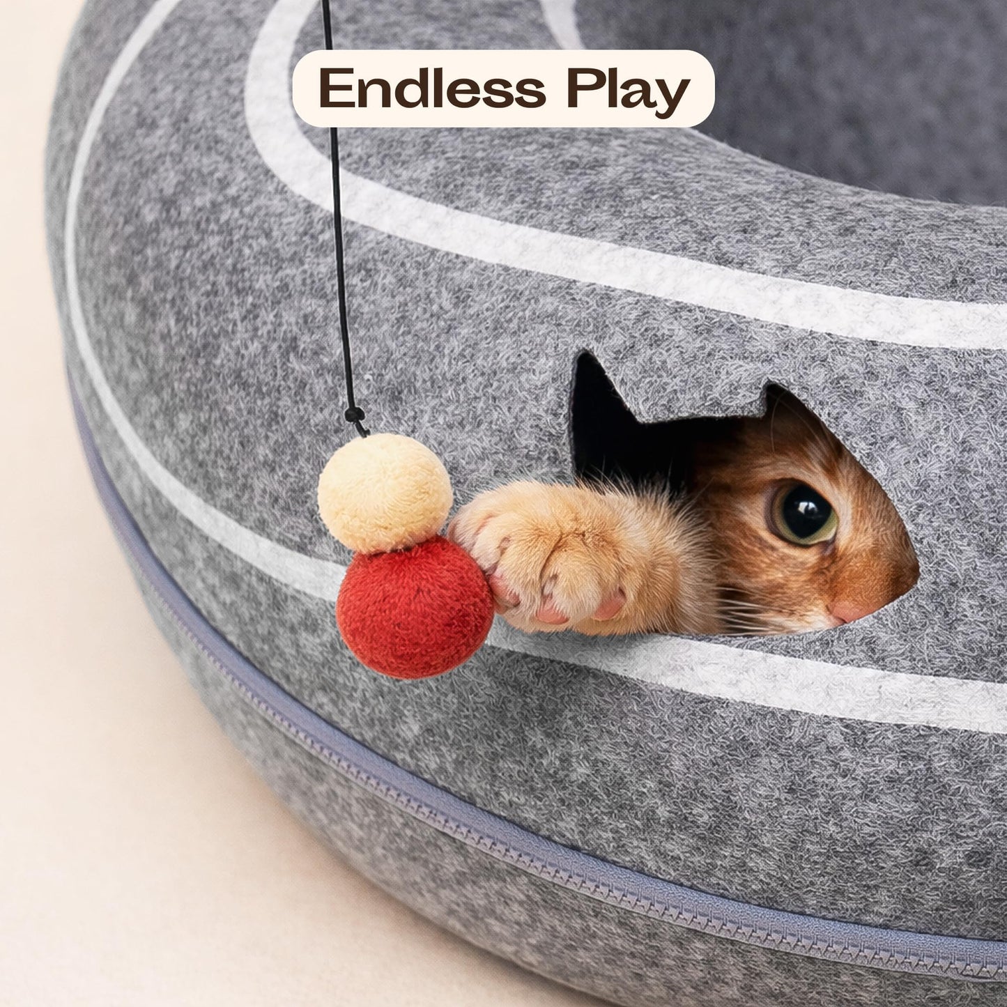 Peekaboo Cat Cave Donut Cat Tunnel Bed for Indoor Cats Cute Bed