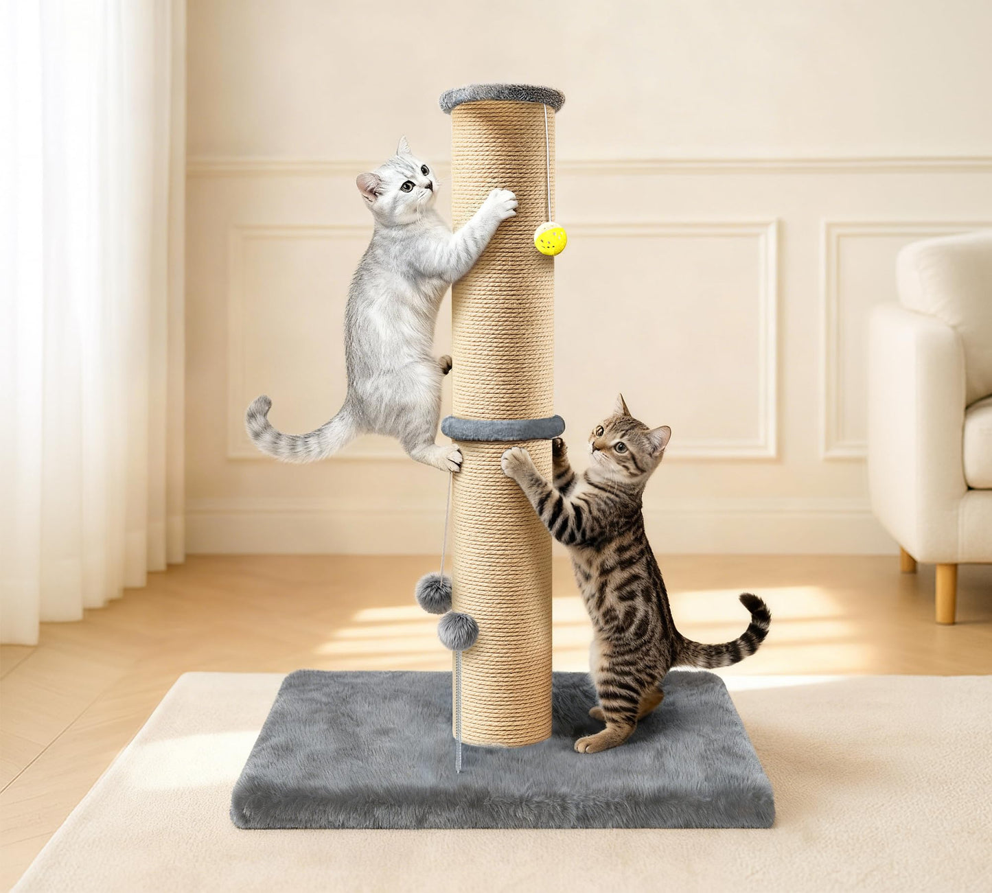PELUOMOZ 5-Inch Thick Sisal Cat Scratching Post, 36" Tall Cat Tower