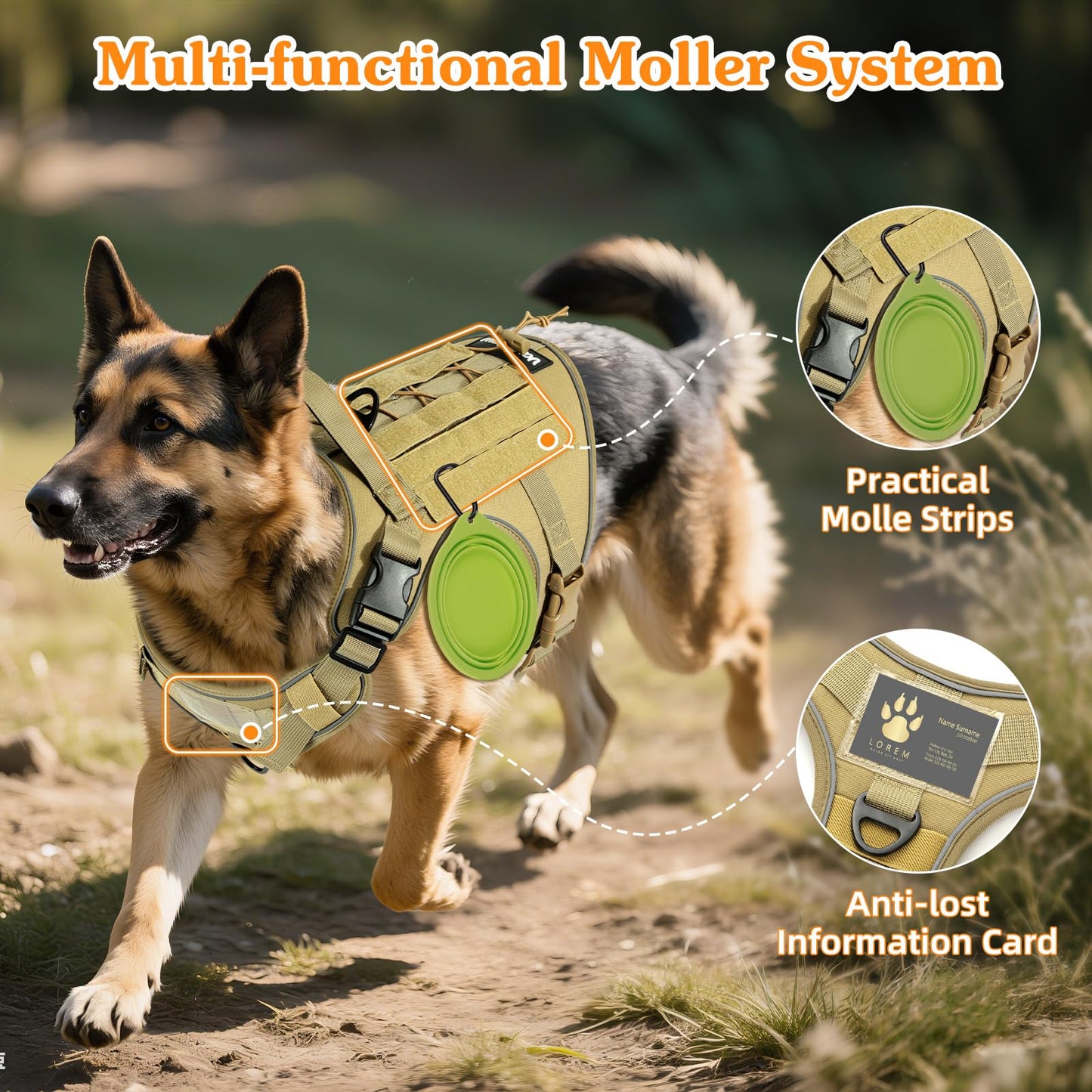 VavoPaw Heavy Duty Tactical Dog Harness for Small Dogs, No Harness