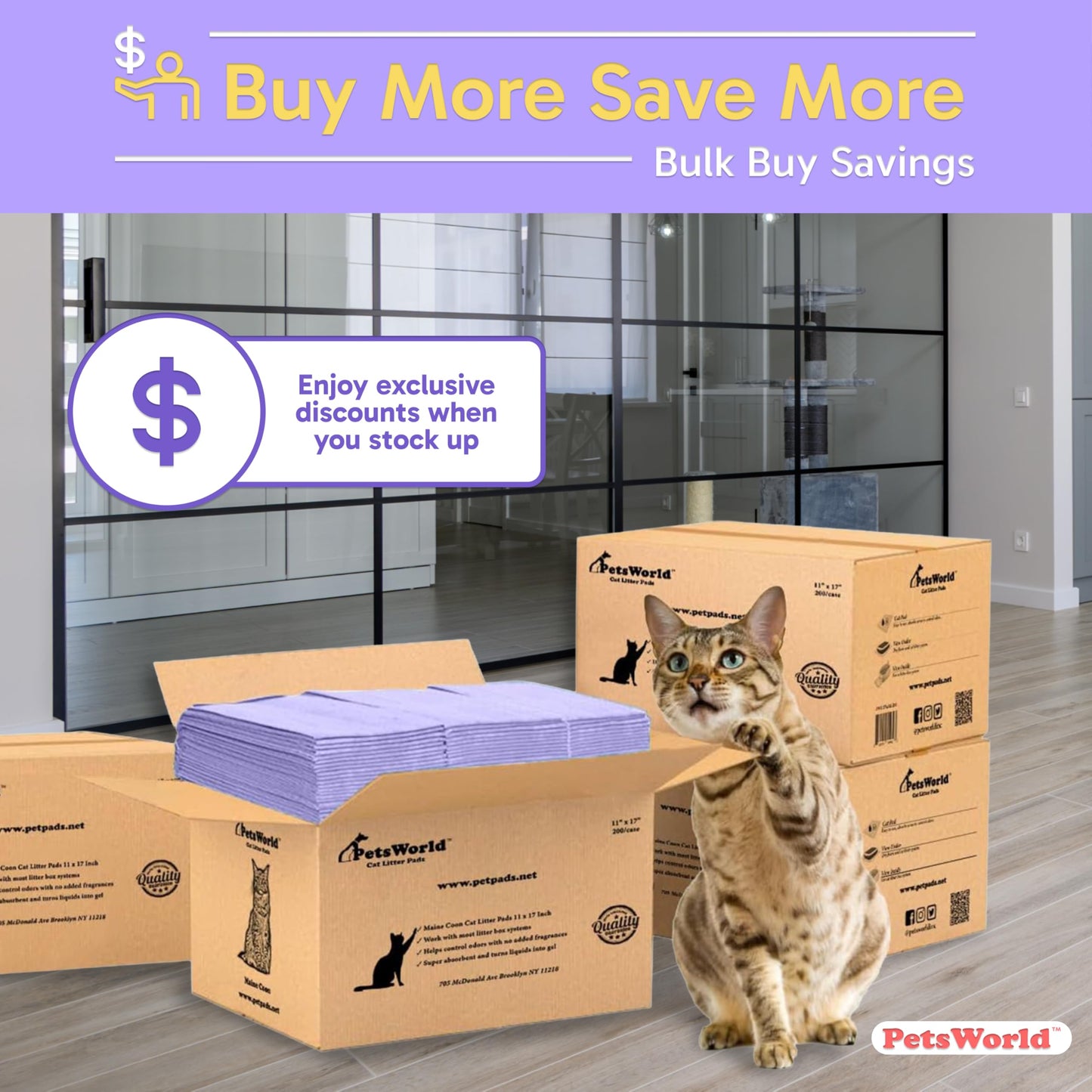 PetsWorld Universal Fit Cat Pad Refills for Litter Box, Unscented Box