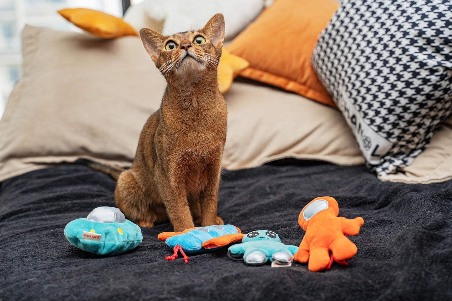 Puffy Crew Interactive Catnip Cat Plush Toy, Space Travel Catnip