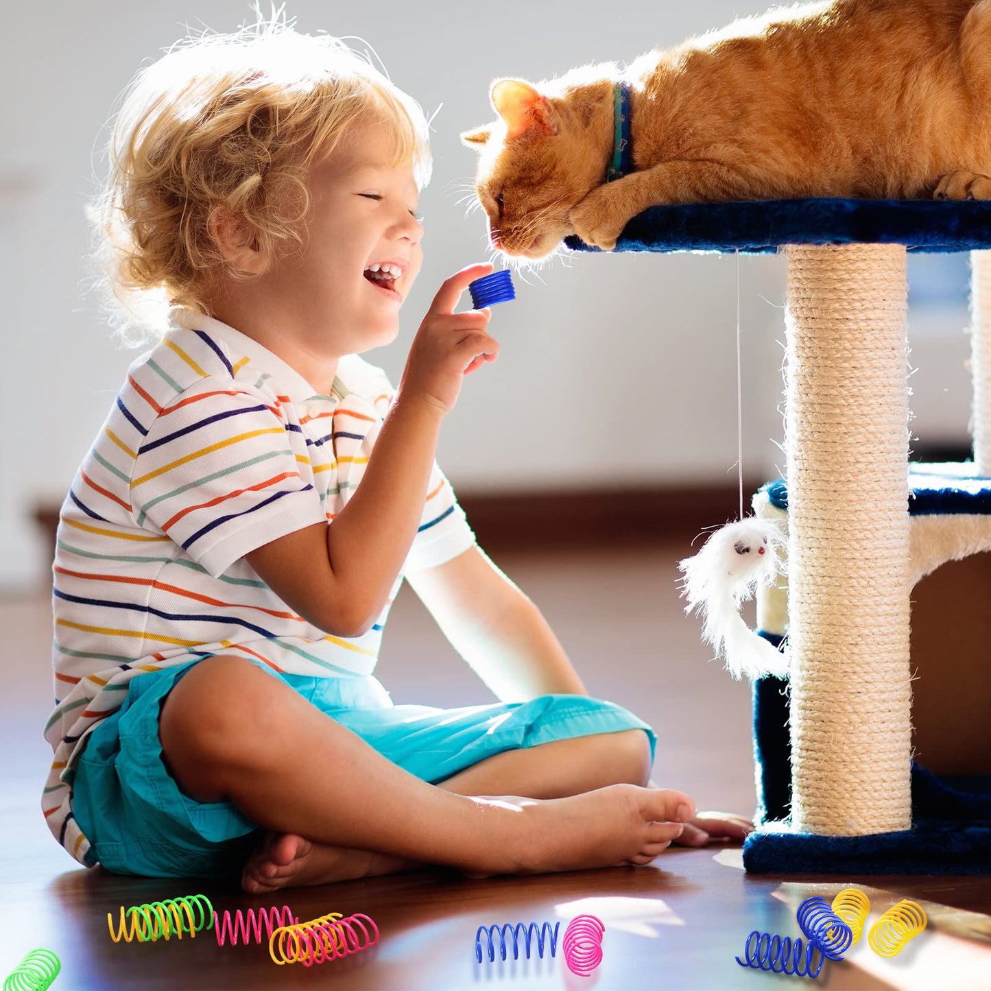 Yunsailing 300 Pcs Cat Spring Toy Cat Spiral Toys Interactive Toys