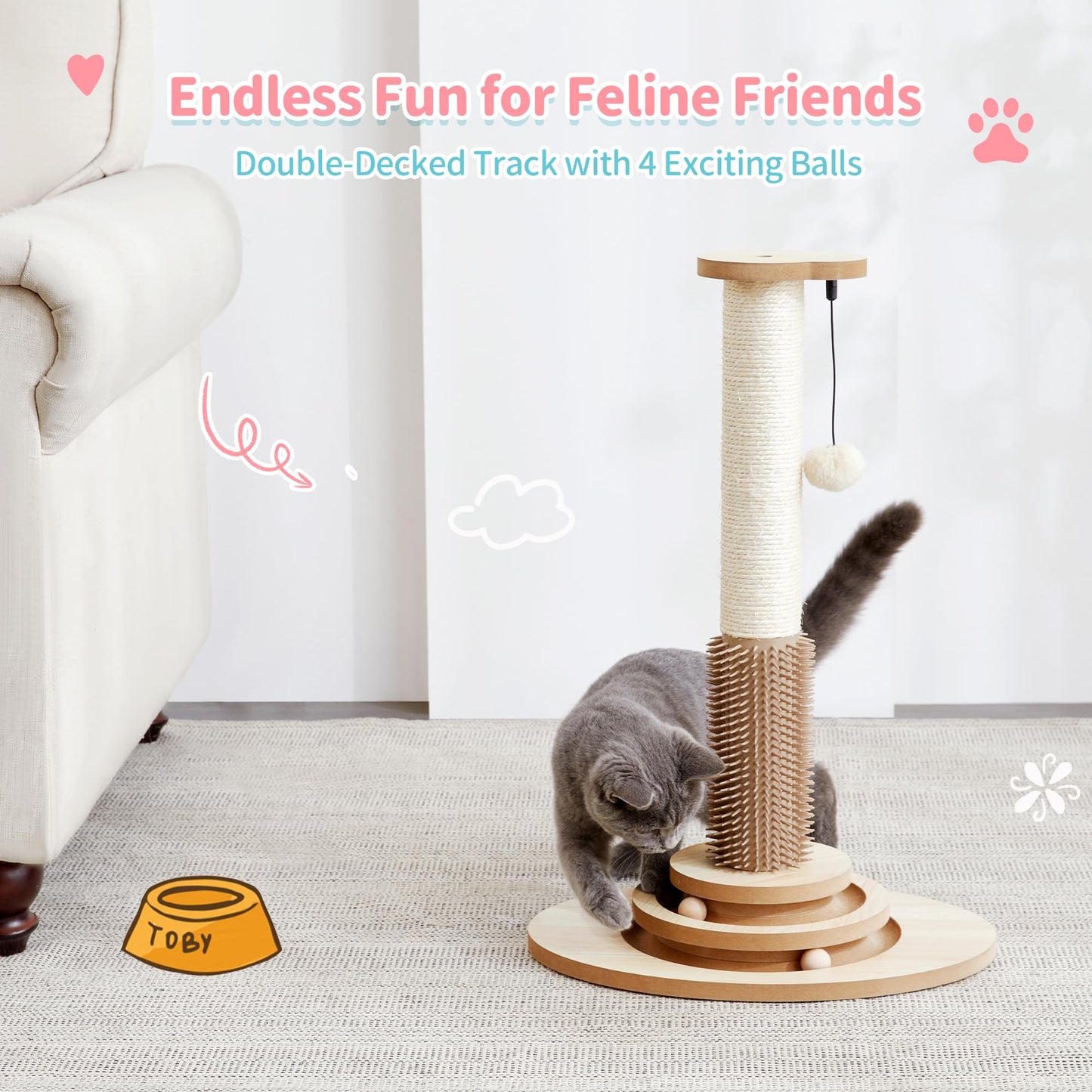 Made4Pets Cat Scratching Post, 23" Tall Sisal Cat Scratcher Post