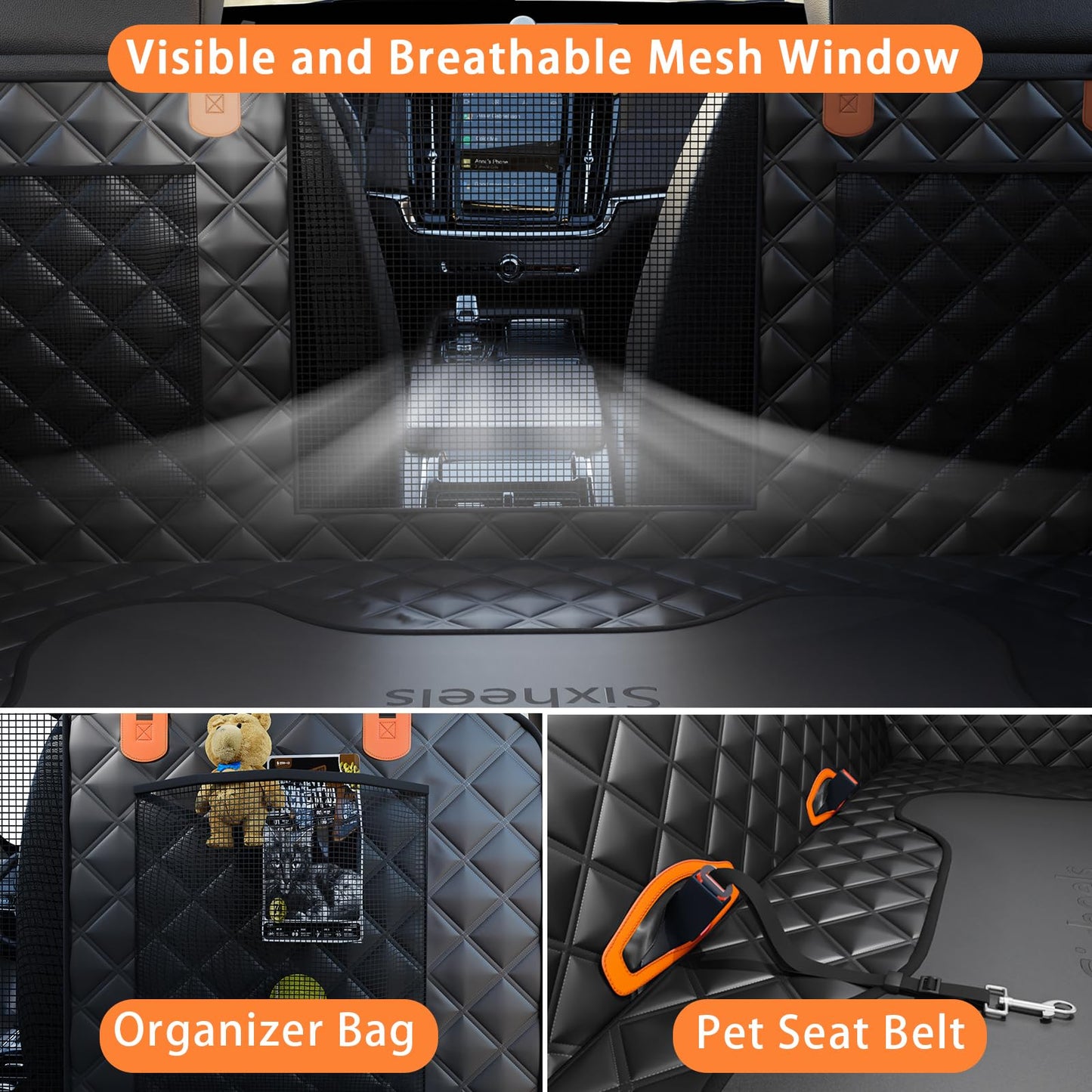 Sixheels Dog Back Seat Cover Hard Bottom Truck Back Seats Seat