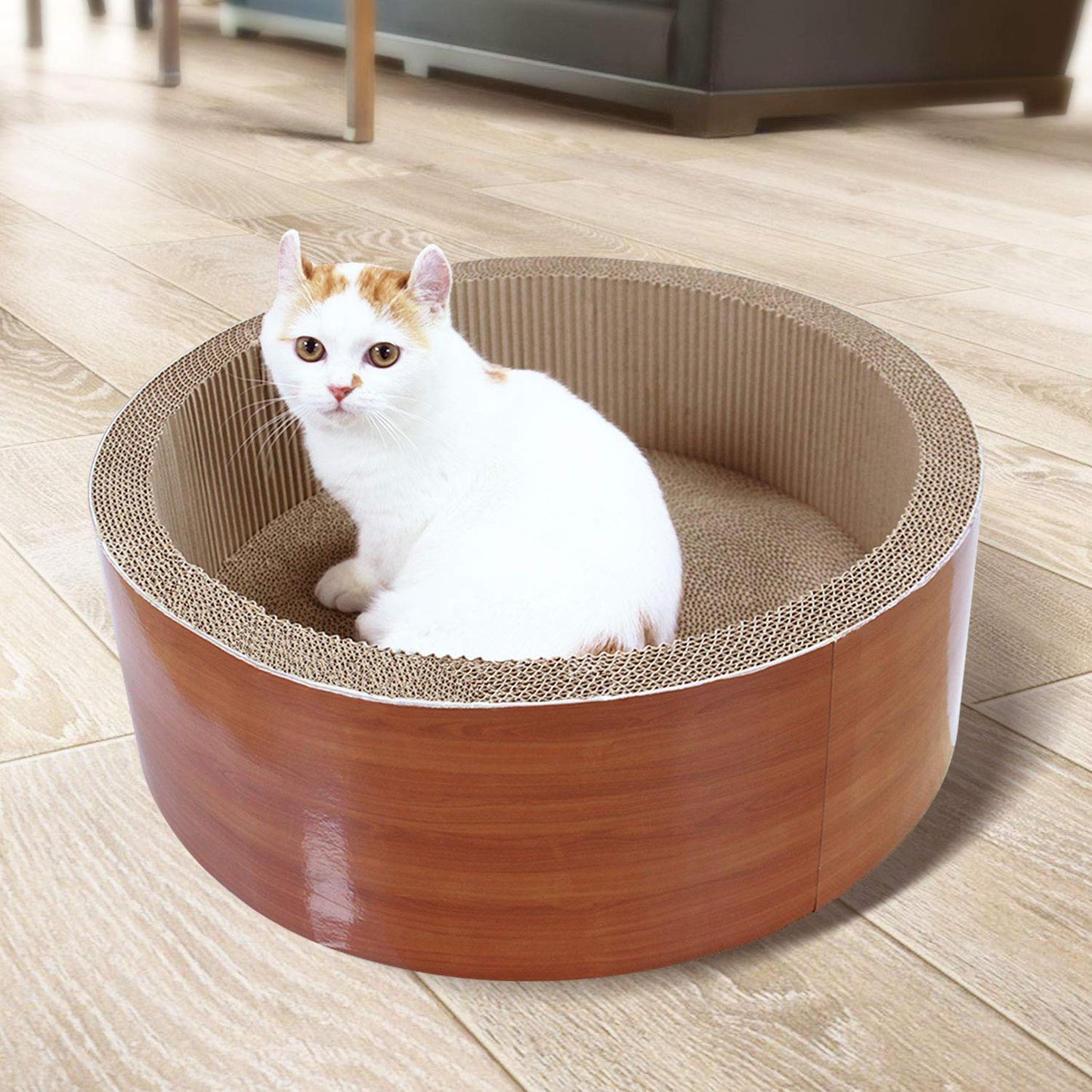 FluffyDream Cat Scratcher Post Board, Round Cat Scratching Lounge Pad