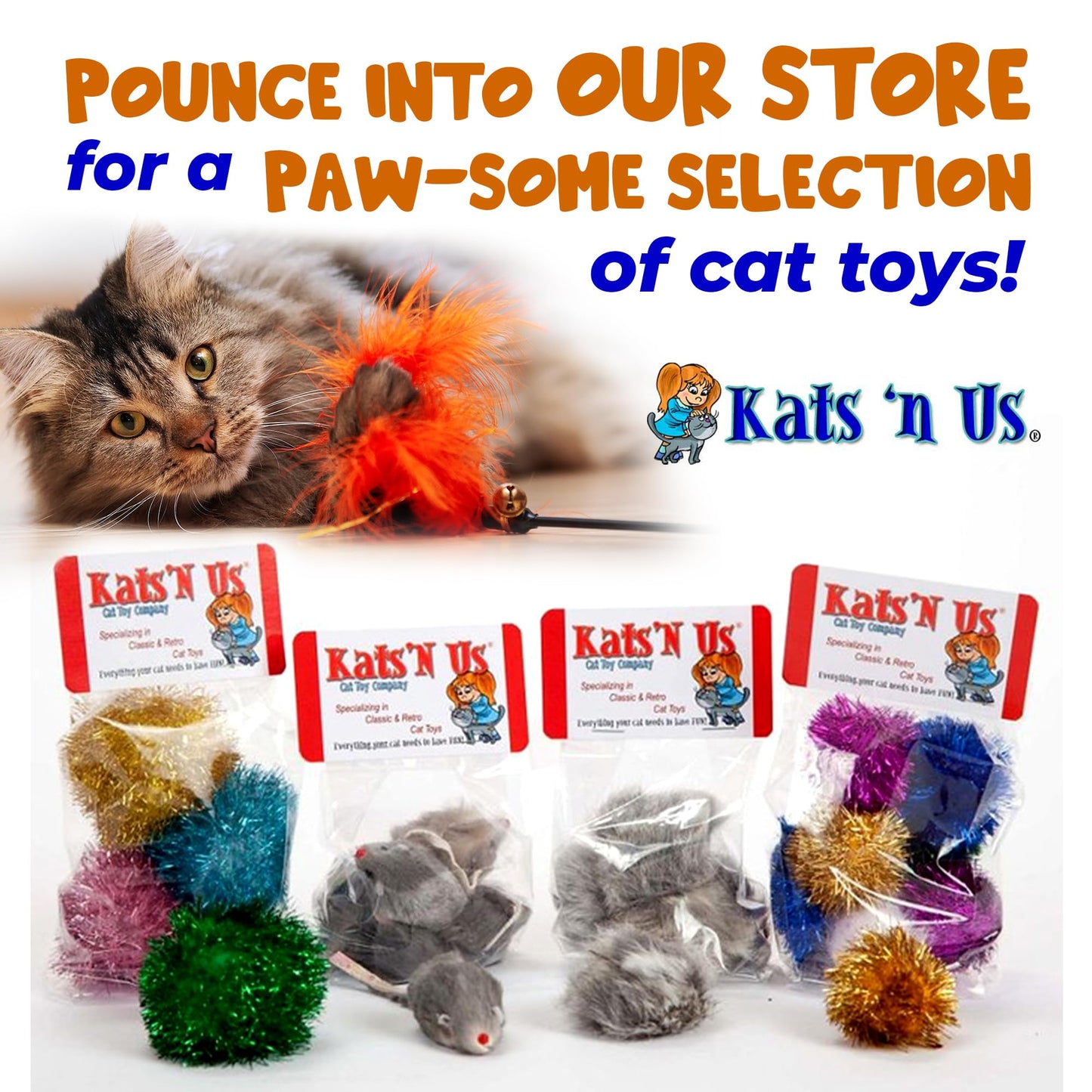 Kats'N Us Real Rabbit Fur Mouse Handmade Teaser Refill Cat Toy