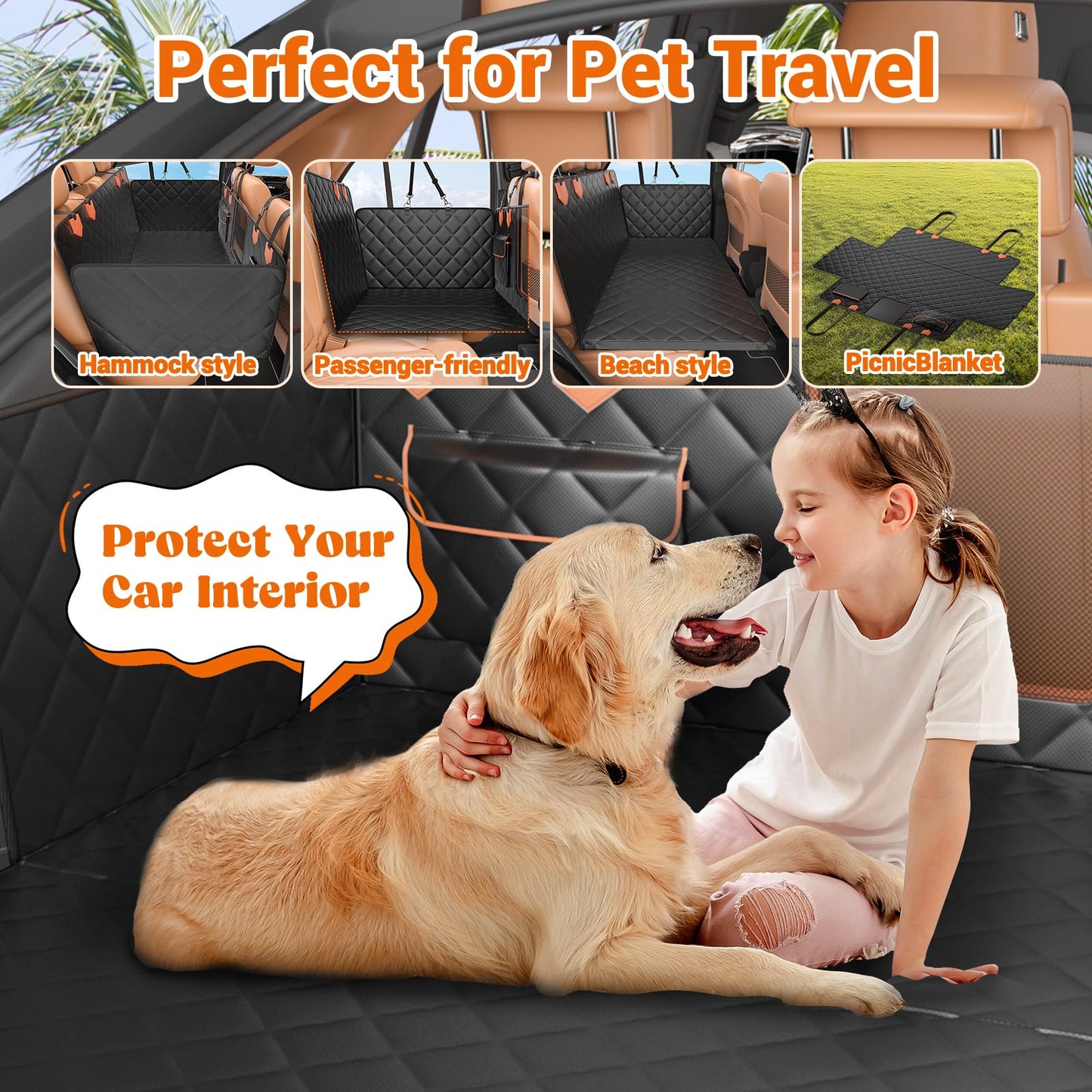 IJVAE Truck Back Seat Extender for Dogs Hard Bottom Holds ,Dog Seat