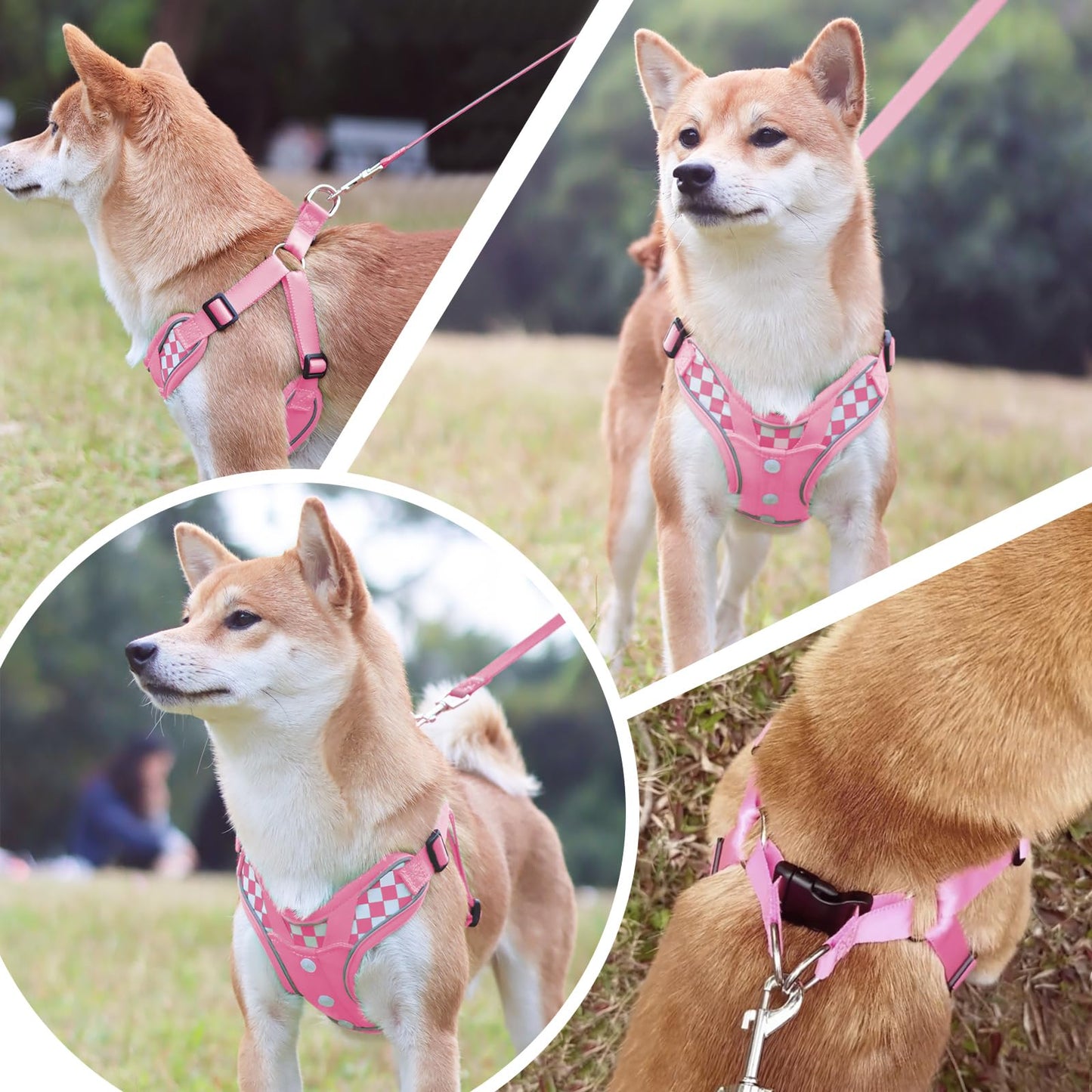 Dog Harness with Leash Set, No Pull Reflective Strips Adjustable Set