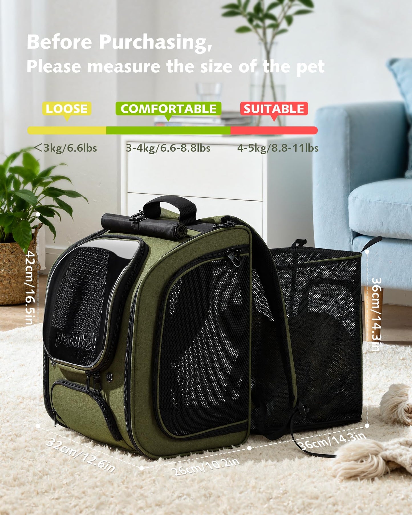 Pecute Cat Backpack Carrier Expandable, Large Space Cat Bubble Carrier
