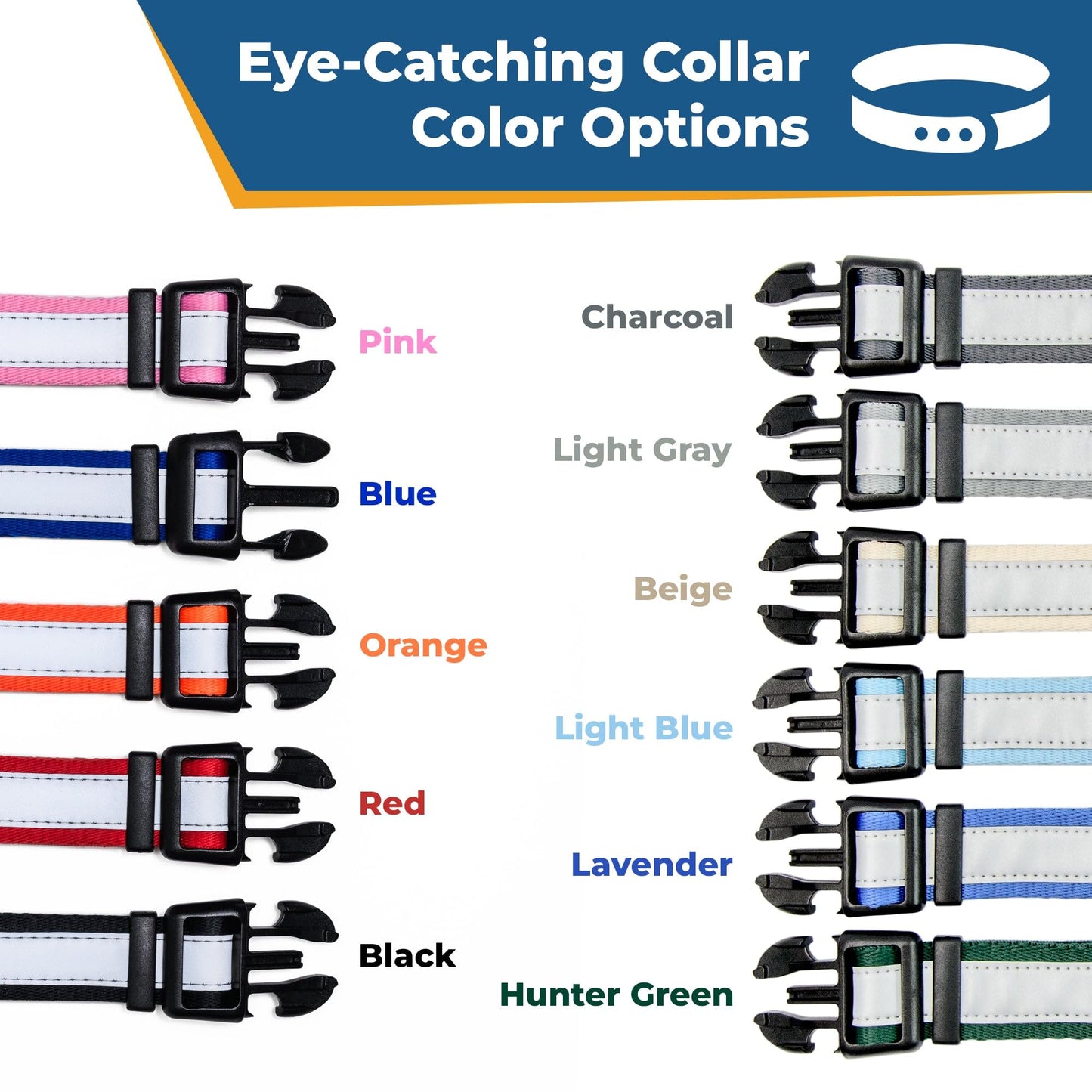 GoTags Reflective Personalized Dog Collar with Nameplate, Collar