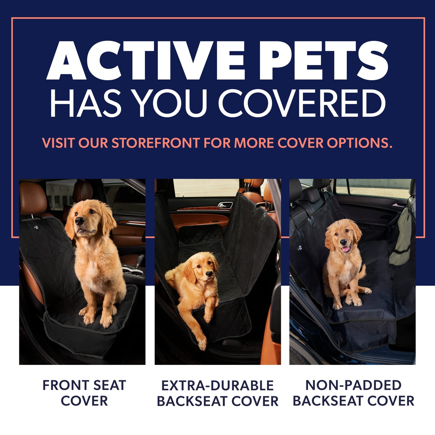 Active Pets Car Rear Seat Cover for Dogs, Durable Waterproof Seat
