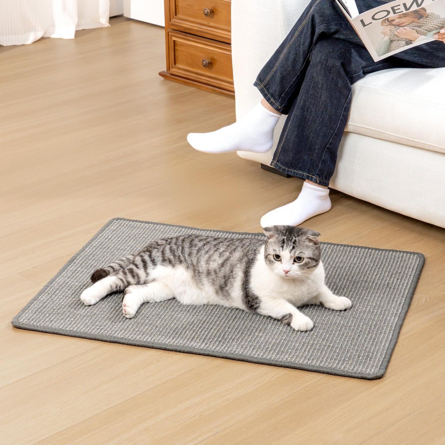 Conlun Cat Scratcher Mat,Natural Sisal Cat Scratch Pad with Pad
