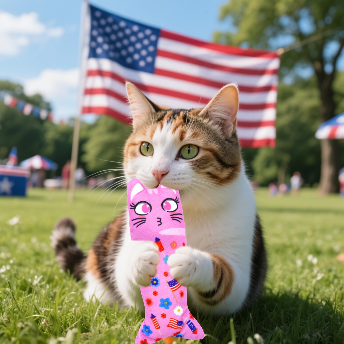 Pai Sence 4th of July Cat Toys for Indoor Cats Patriotic Large Catnip