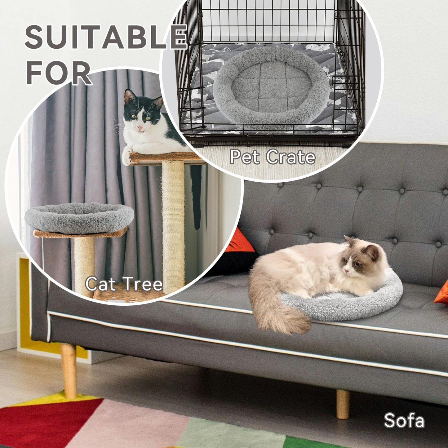 Enjoying Small Cat Bed Mat, 11.81" Round, Self Warming Cat Mat