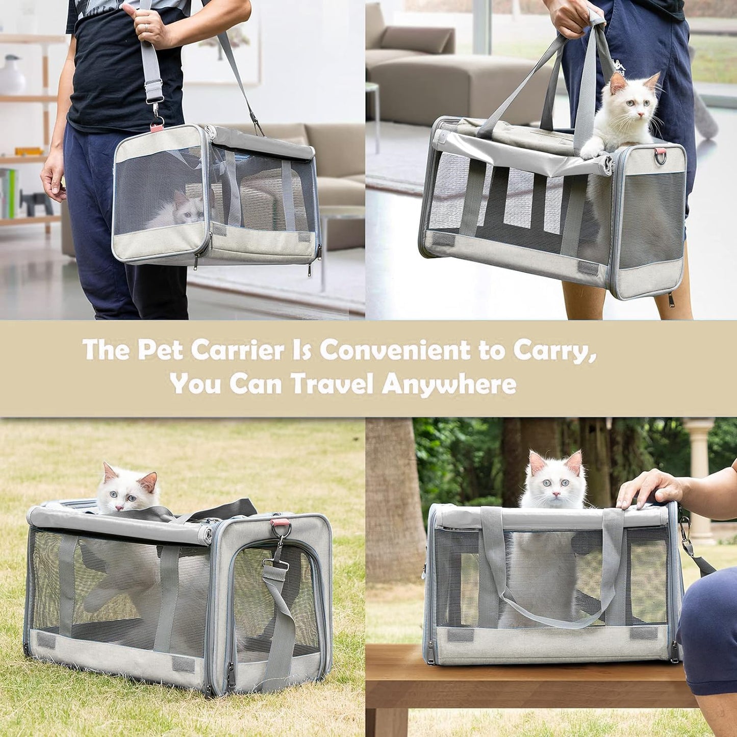 GAPZER Pet Carrier for Large Cat Soft-Sided Animal Traveling Bag