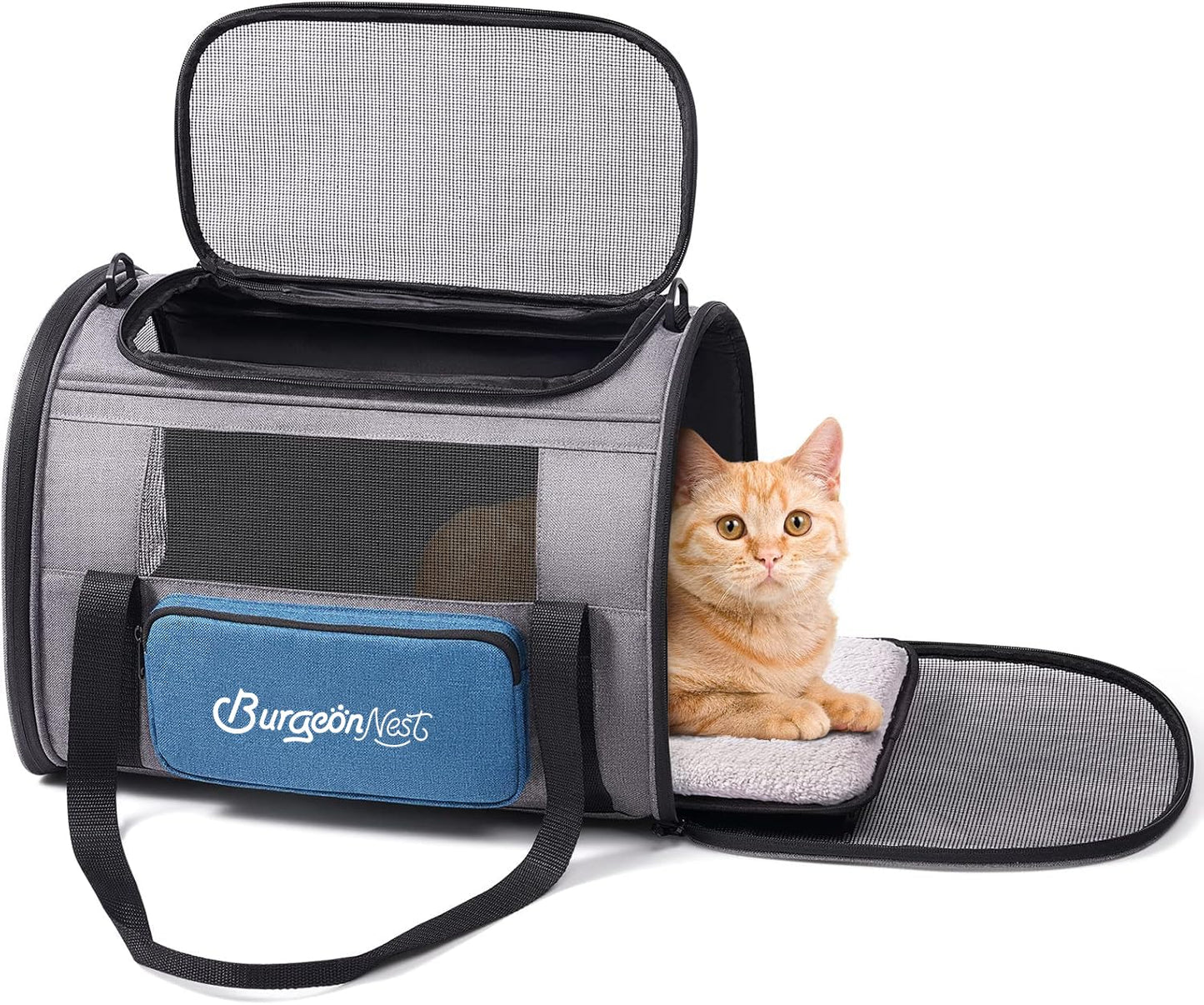 BurgeonNest Cat Carrier, Airline Approved Dog Carrier, Soft Sided Bag