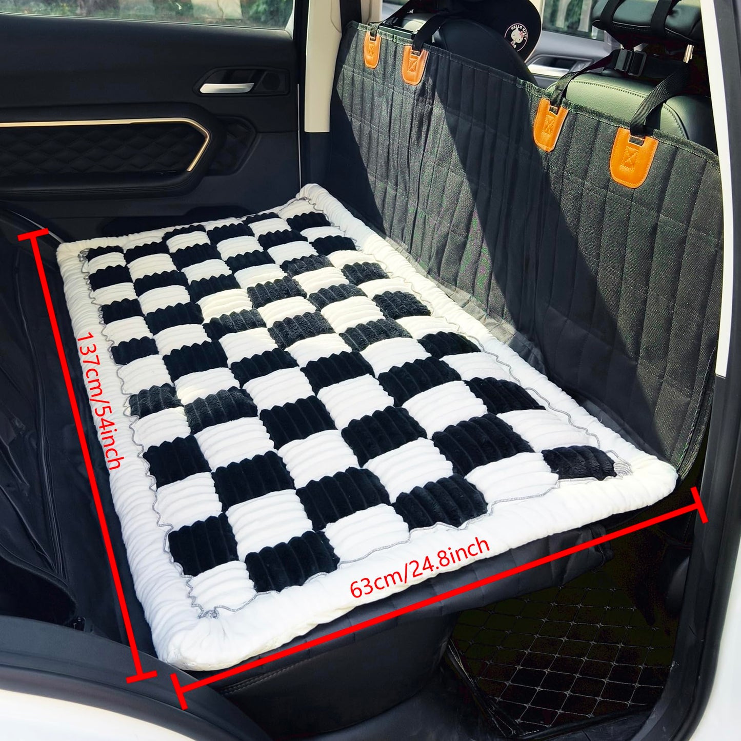 AEEISHOMEREFORM Backseat Pet Bed Mat, Truck Plaid Dog Bed for Car Seat