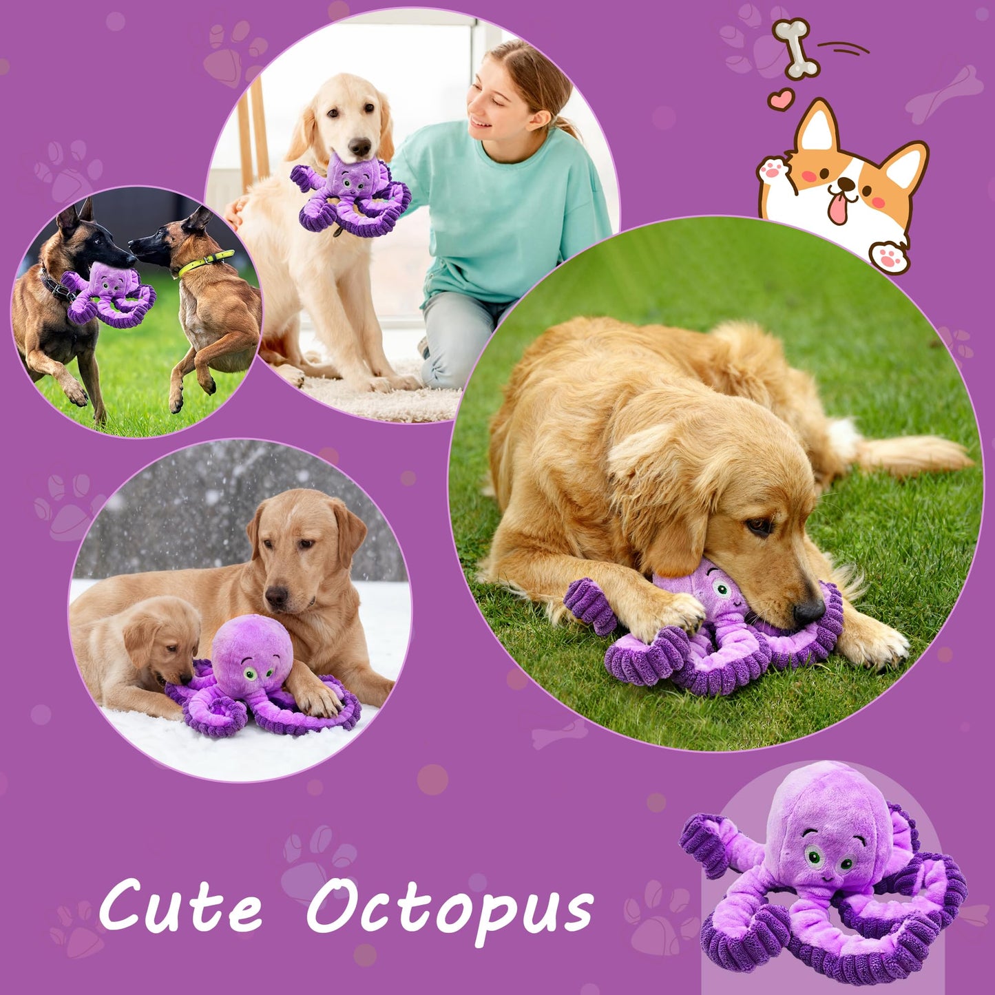 Qiiiiian Squeaky Dog Toys, Stuffed Large Dog Toys to Keep Them Plush