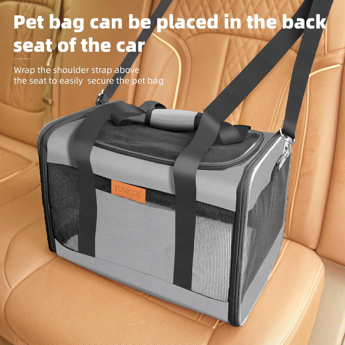 YUNIQUE Soft-Sided Cat Dog Carrier for Pets Up to Airline Carrier