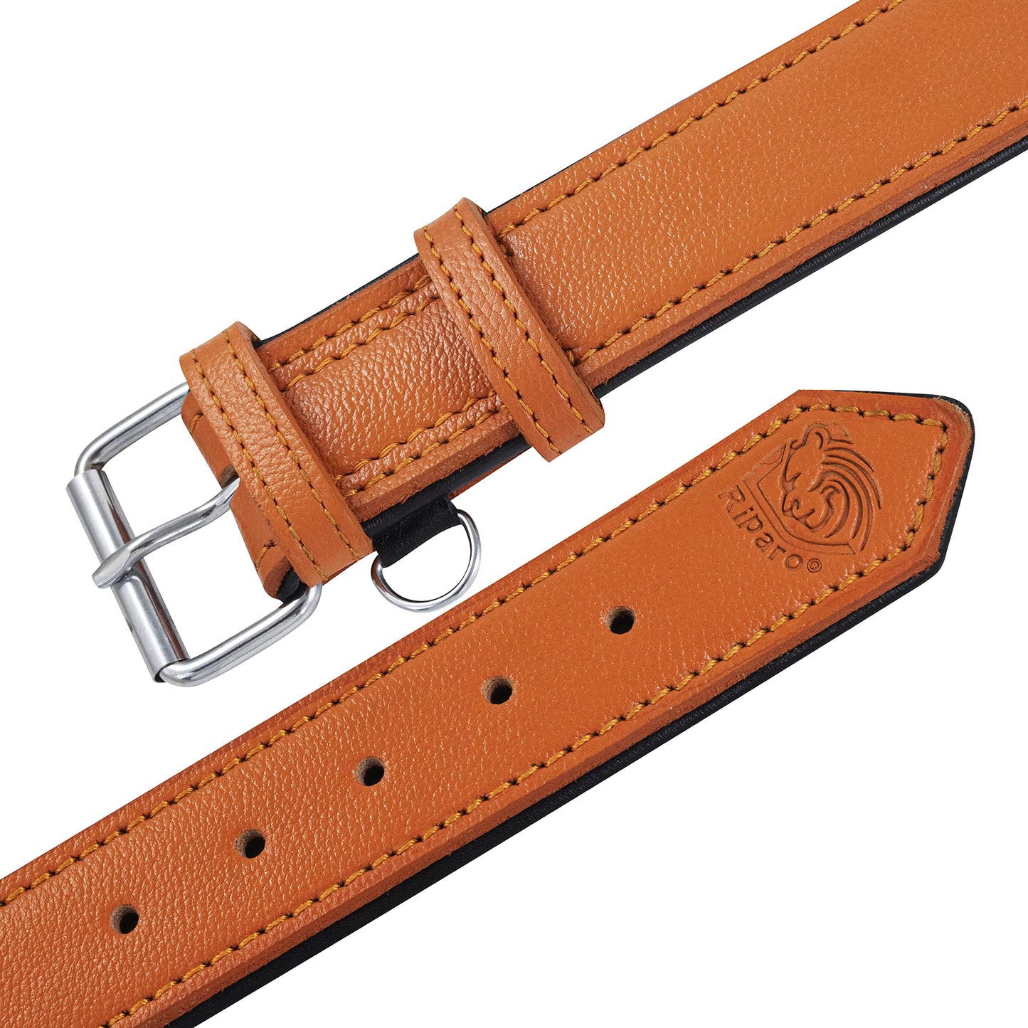 Riparo Leather Dog Collar Padded Heavy Duty Wide Dog Collar