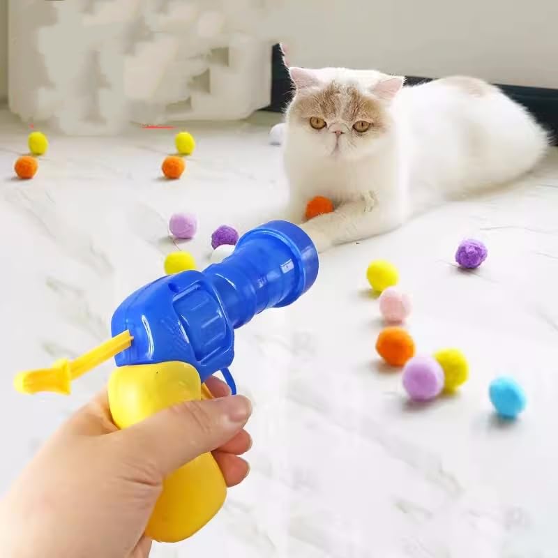 3MNSCD 100pcs Cat Toy Ball Launcher Set Fun Colorful Plush Self Set