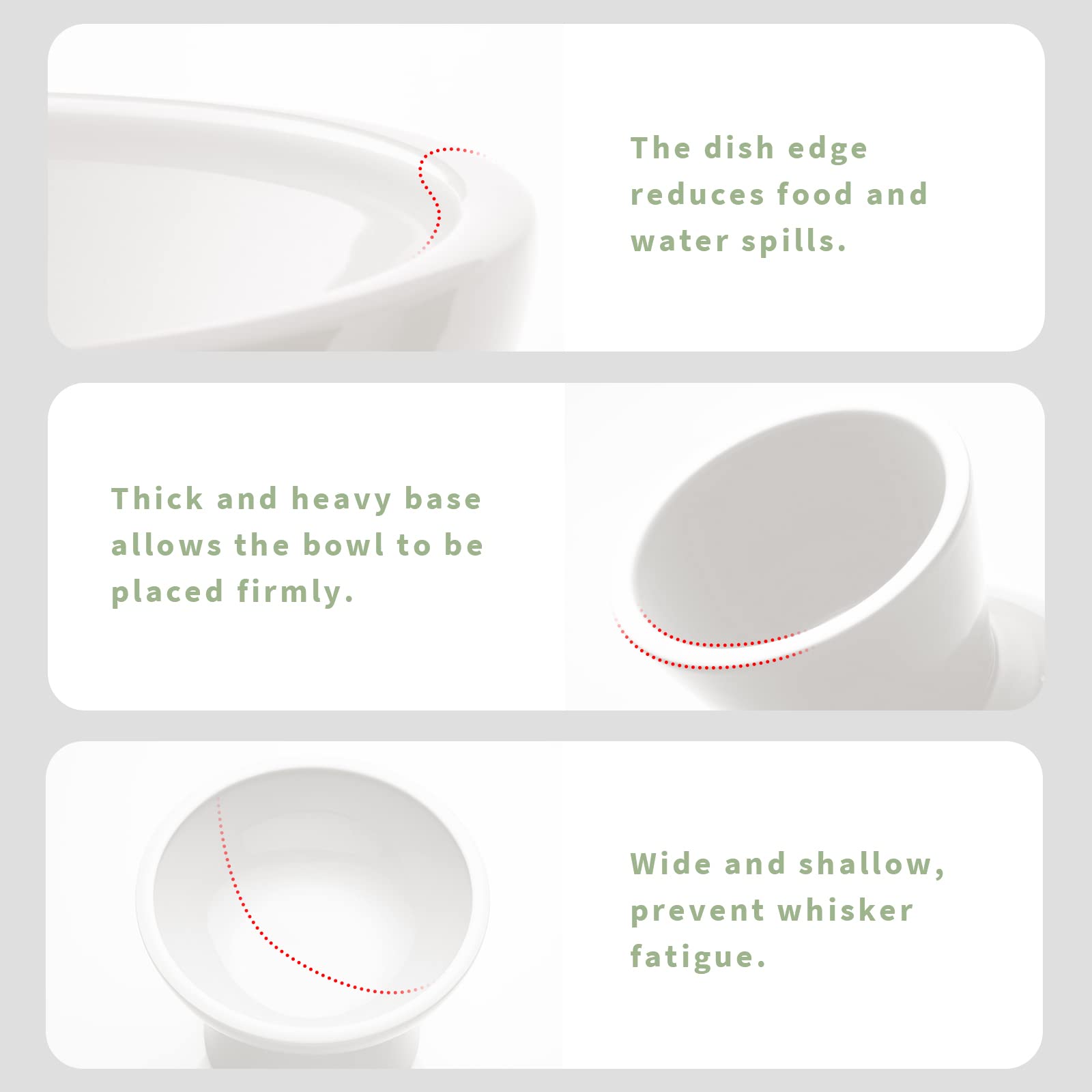CEEFU Extra Wide Elevated Ceramic Cat Bowl, 6.2" Shallow Dish Bowl