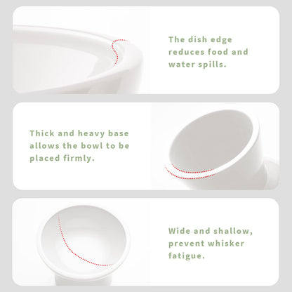 CEEFU Extra Wide Elevated Ceramic Cat Bowl, 6.2" Shallow Dish Bowl