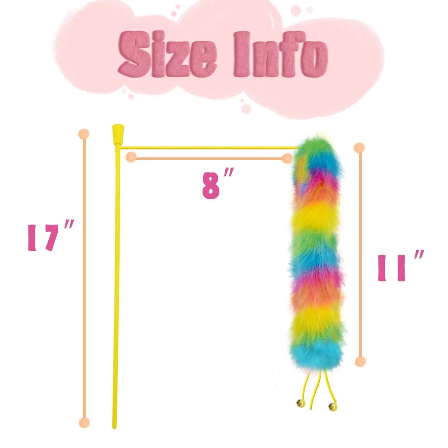 Lepawit 3 Pack Cat Wand Toy, Rainbow Cat Feather Toys with Bells Wand