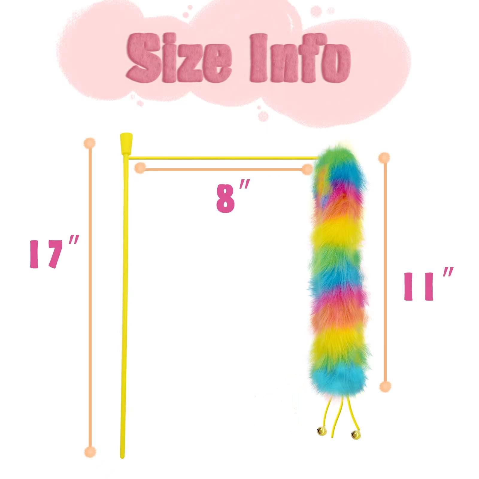 Lepawit 3 Pack Cat Wand Toy, Rainbow Cat Feather Toys with Bells Wand