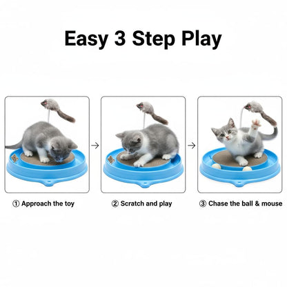 AUOON Cat Scratcher Toy with Ball Track 1 Interactive Cat Toy, Pad