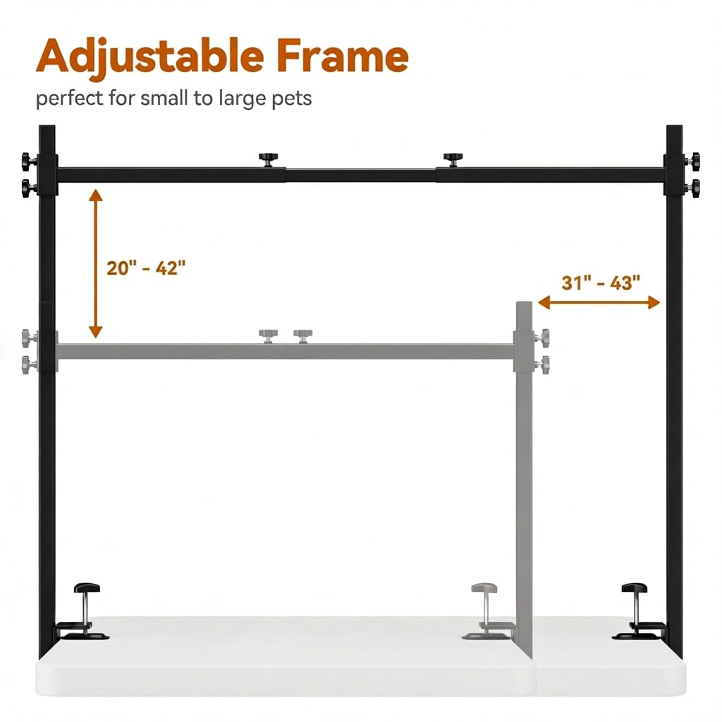 Dog Grooming Arm for Table, L Size, Adjustable 42" Height 31"-43"
