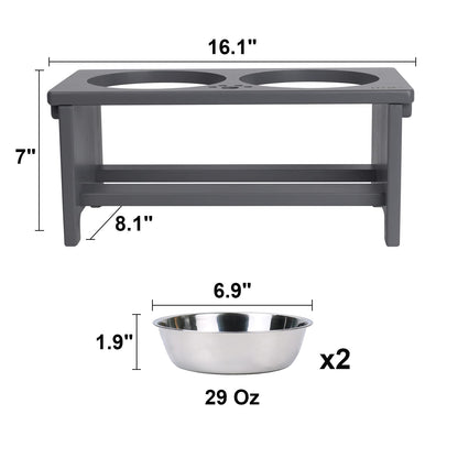 HTB Elevated Dog Bowls, Raised Dog’s Food Stand with 2 Feeder