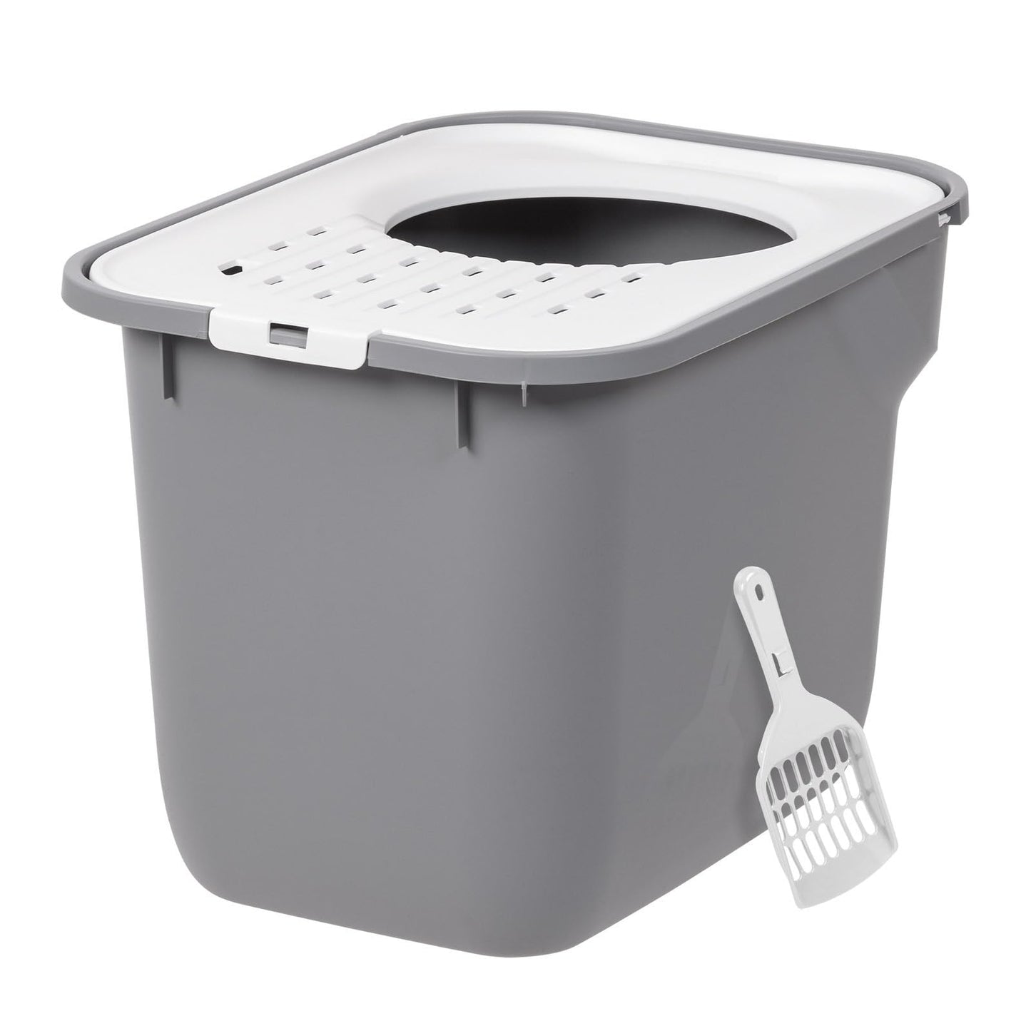 IRIS USA Cat Litter Box Large Top Entry with Lid, Enclosed Litter Box