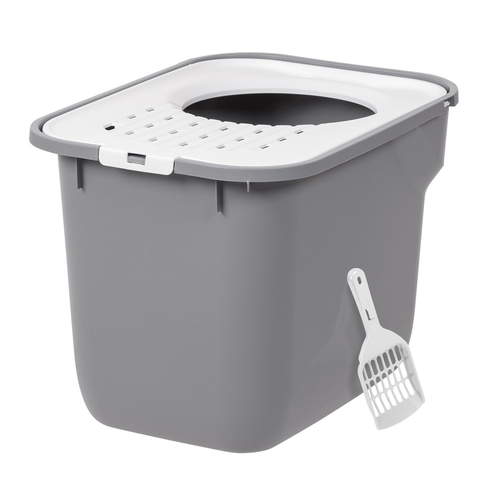 IRIS USA Cat Litter Box Large Top Entry with Lid, Enclosed Litter Box
