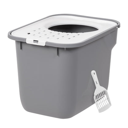IRIS USA Cat Litter Box Large Top Entry with Lid, Enclosed Litter Box