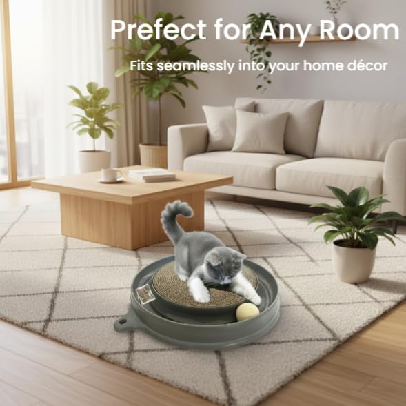 AUOON Cat Scratcher Toy with Ball Track 1 Interactive Cat Toy, Pad