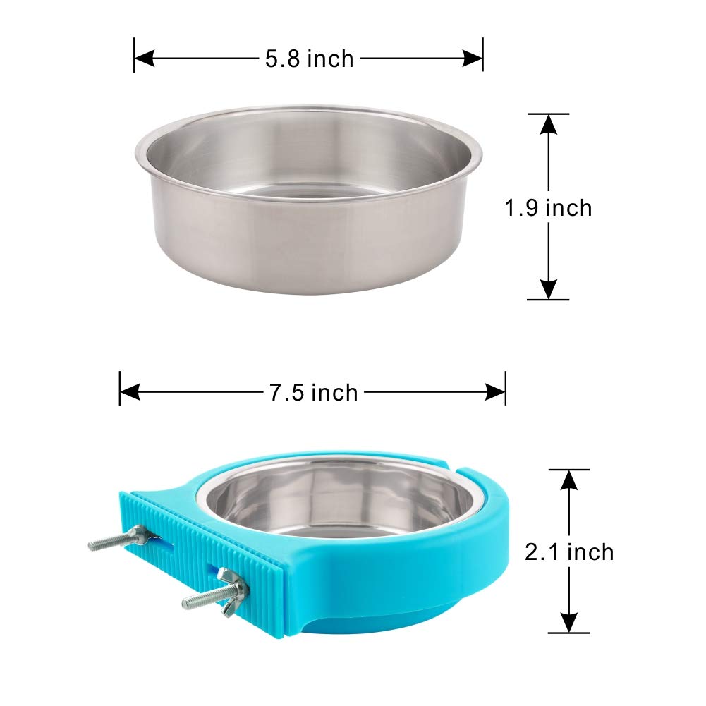Crate Dog Bowl Removable Stainless Steel Water Food Feeder Bowls Cage